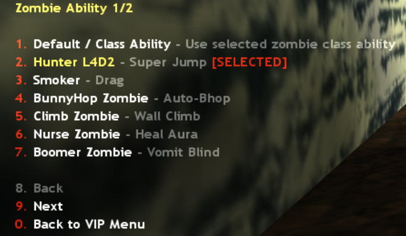 Zombie ability menu